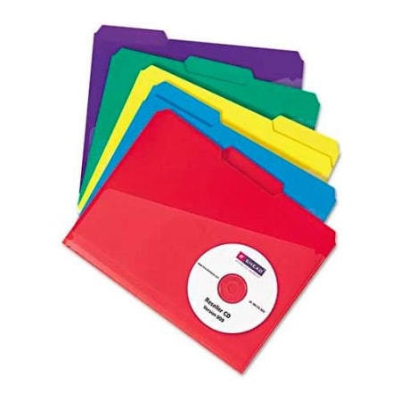 Smead Smead  Slash Pocket Poly File Folders, 1/3 Cut Top Tab, Letter, Assorted, 30/Box 10540